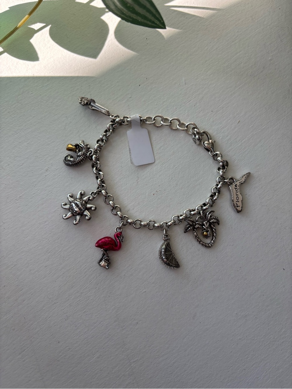 Retired Vintage 2000s Brighton Florida State Silver Plated Charm Bracelet